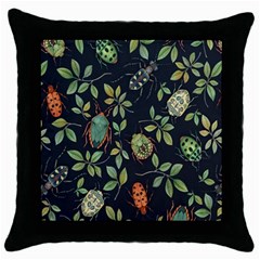 Nature With Bugs Throw Pillow Case (black)