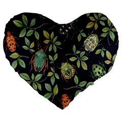 Nature With Bugs Large 19  Premium Heart Shape Cushions by Sparkle