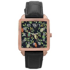 Nature With Bugs Rose Gold Leather Watch  by Sparkle