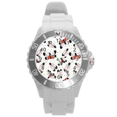 Butterfly Round Plastic Sport Watch (l) by Sparkle