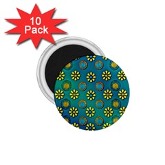 Yellow And Blue Proud Blooming Flowers 1 75  Magnets (10 Pack)  by pepitasart