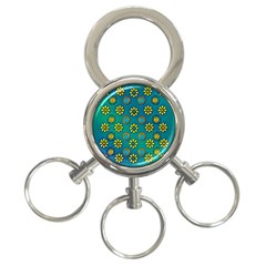 Yellow And Blue Proud Blooming Flowers 3-ring Key Chain by pepitasart