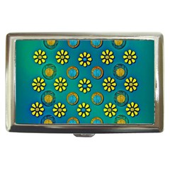 Yellow And Blue Proud Blooming Flowers Cigarette Money Case by pepitasart