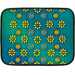 Yellow And Blue Proud Blooming Flowers Double Sided Fleece Blanket (mini)  by pepitasart