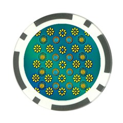 Yellow And Blue Proud Blooming Flowers Poker Chip Card Guard (10 Pack) by pepitasart