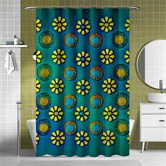 Yellow And Blue Proud Blooming Flowers Shower Curtain 48  X 72  (small)  by pepitasart