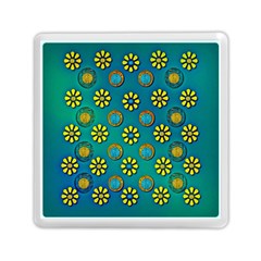 Yellow And Blue Proud Blooming Flowers Memory Card Reader (square) by pepitasart