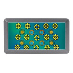 Yellow And Blue Proud Blooming Flowers Memory Card Reader (mini) by pepitasart