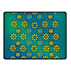 Yellow And Blue Proud Blooming Flowers Double Sided Fleece Blanket (small)  by pepitasart