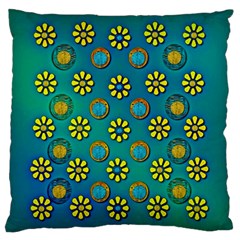 Yellow And Blue Proud Blooming Flowers Standard Flano Cushion Case (one Side) by pepitasart