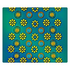 Yellow And Blue Proud Blooming Flowers Double Sided Flano Blanket (small)  by pepitasart