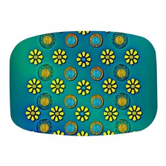 Yellow And Blue Proud Blooming Flowers Mini Square Pill Box by pepitasart