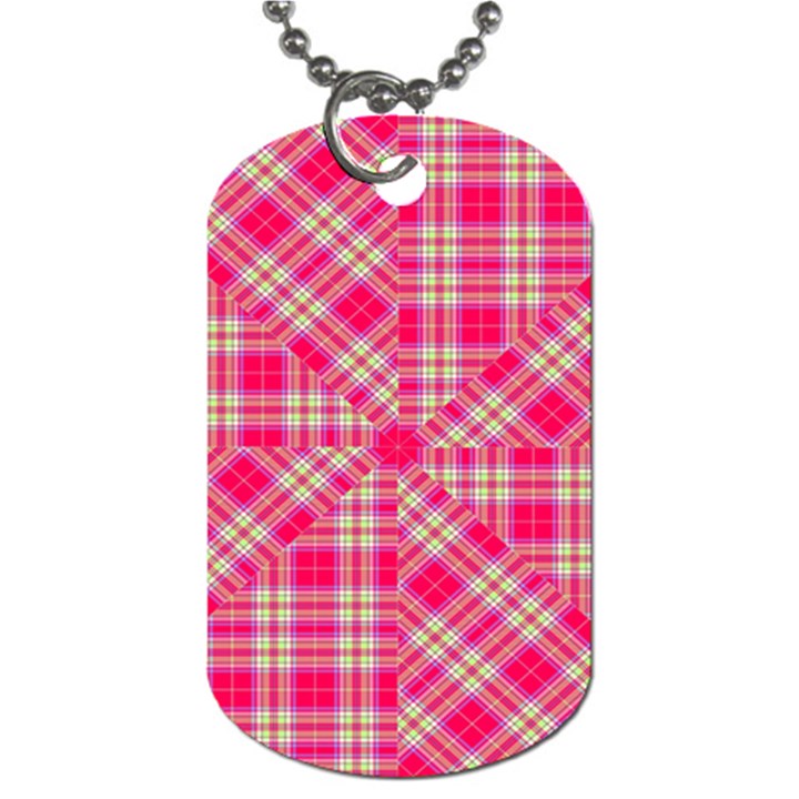 Pink Tartan-10 Dog Tag (One Side)