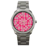 Pink Tartan-10 Sport Metal Watch Front