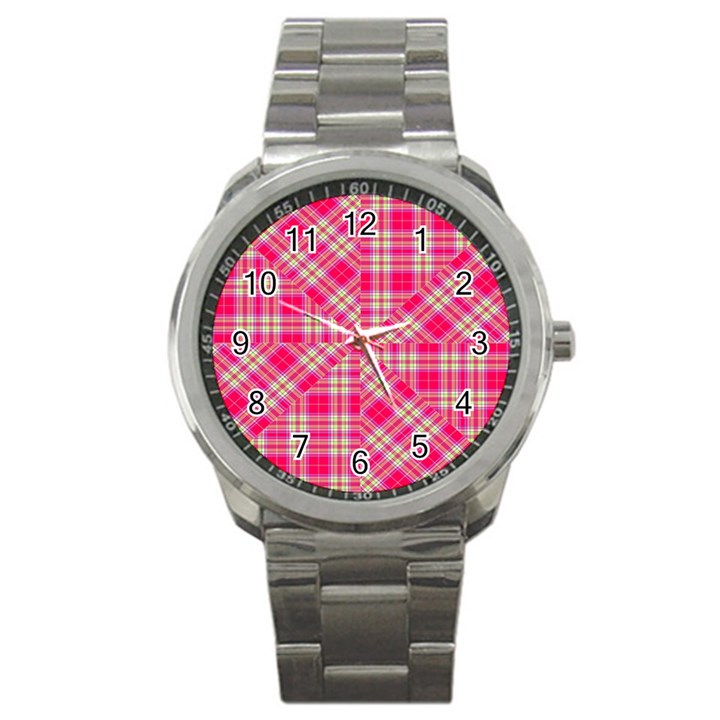 Pink Tartan-10 Sport Metal Watch