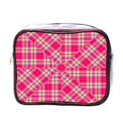 Pink Tartan-10 Mini Toiletries Bag (one Side)