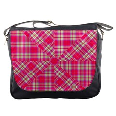 Pink Tartan-10 Messenger Bag by tartantotartanspink2