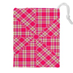 Pink Tartan-10 Drawstring Pouch (5xl) by tartantotartanspink2