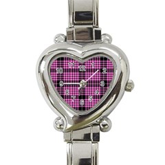 Pink Tartan 3 Heart Italian Charm Watch by tartantotartanspink2