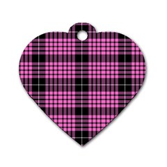 Pink Tartan 3 Dog Tag Heart (one Side) by tartantotartanspink2