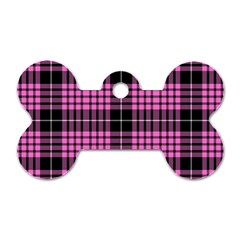 Pink Tartan 3 Dog Tag Bone (two Sides)