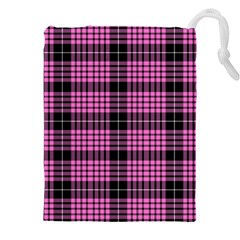 Pink Tartan 3 Drawstring Pouch (5xl) by tartantotartanspink2