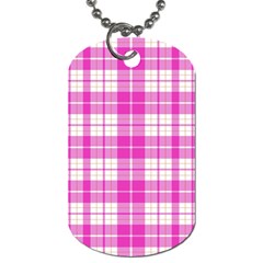 Pink Tartan Dog Tag (One Side)