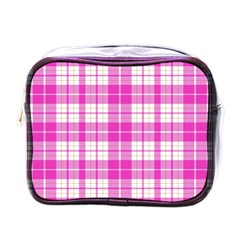 Pink Tartan Mini Toiletries Bag (one Side)