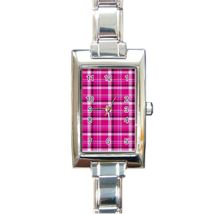 Pink Tartan-9 Rectangle Italian Charm Watch