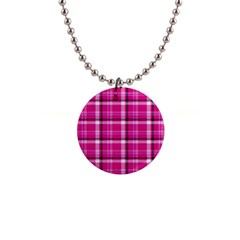 Pink Tartan-9 1  Button Necklace