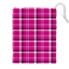 Pink Tartan-9 Drawstring Pouch (5xl) by tartantotartanspink2