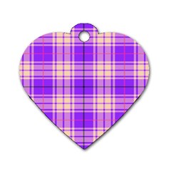 Pink Tartan 6 Dog Tag Heart (two Sides)