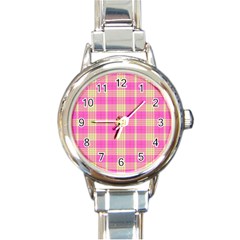 Pink Tartan 4 Round Italian Charm Watch by tartantotartanspink2