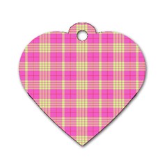 Pink Tartan 4 Dog Tag Heart (two Sides) by tartantotartanspink2