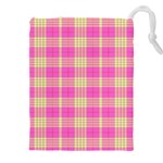 Pink Tartan 4 Drawstring Pouch (5XL) Front