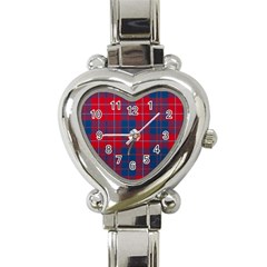 Galloway Red Modern Tartan Heart Italian Charm Watch by tartantotartansred2