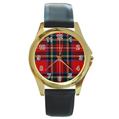 Stewart Royal Modern Tartan Round Gold Metal Watch