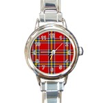 Tartan Pattern 40 Round Italian Charm Watch Front