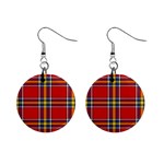 Tartan Pattern 40 Mini Button Earrings Front