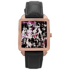 Chaos At The Wall Rose Gold Leather Watch  by DimitriosArt