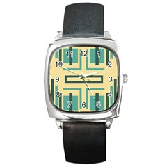 Abstract Pattern Geometric Backgrounds   Square Metal Watch by Eskimos