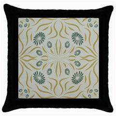 Floral Folk Damask Pattern Fantasy Flowers  Throw Pillow Case (black) by Eskimos