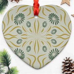 Floral Folk Damask Pattern Fantasy Flowers  Heart Ornament (two Sides) by Eskimos