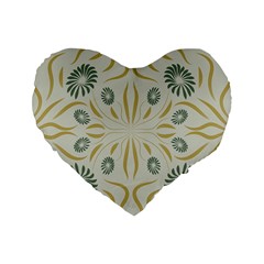 Floral Folk Damask Pattern Fantasy Flowers  Standard 16  Premium Heart Shape Cushions by Eskimos