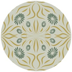 Floral Folk Damask Pattern Fantasy Flowers  Wooden Puzzle Round by Eskimos