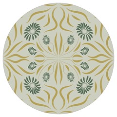 Floral Folk Damask Pattern Fantasy Flowers  Round Trivet by Eskimos