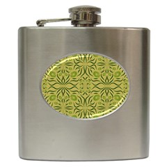 Floral Folk Damask Pattern Fantasy Flowers  Hip Flask (6 Oz) by Eskimos