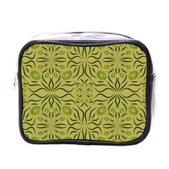 Floral Folk Damask Pattern Fantasy Flowers  Mini Toiletries Bag (one Side) by Eskimos