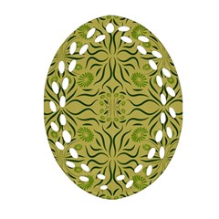 Floral Folk Damask Pattern Fantasy Flowers  Ornament (oval Filigree) by Eskimos