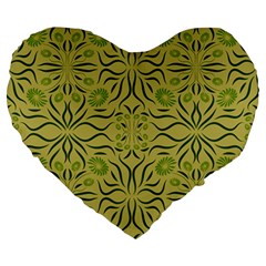 Floral Folk Damask Pattern Fantasy Flowers  Large 19  Premium Heart Shape Cushions by Eskimos